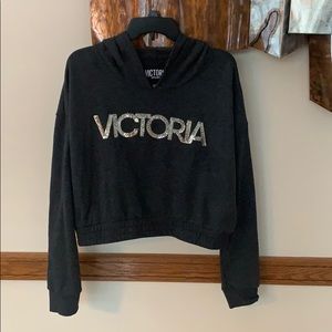 Victoria Sport Sexy Gray Cropped Hoodie Super Cute